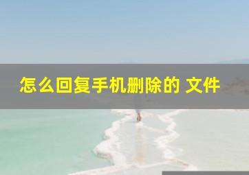 怎么回复手机删除的 文件